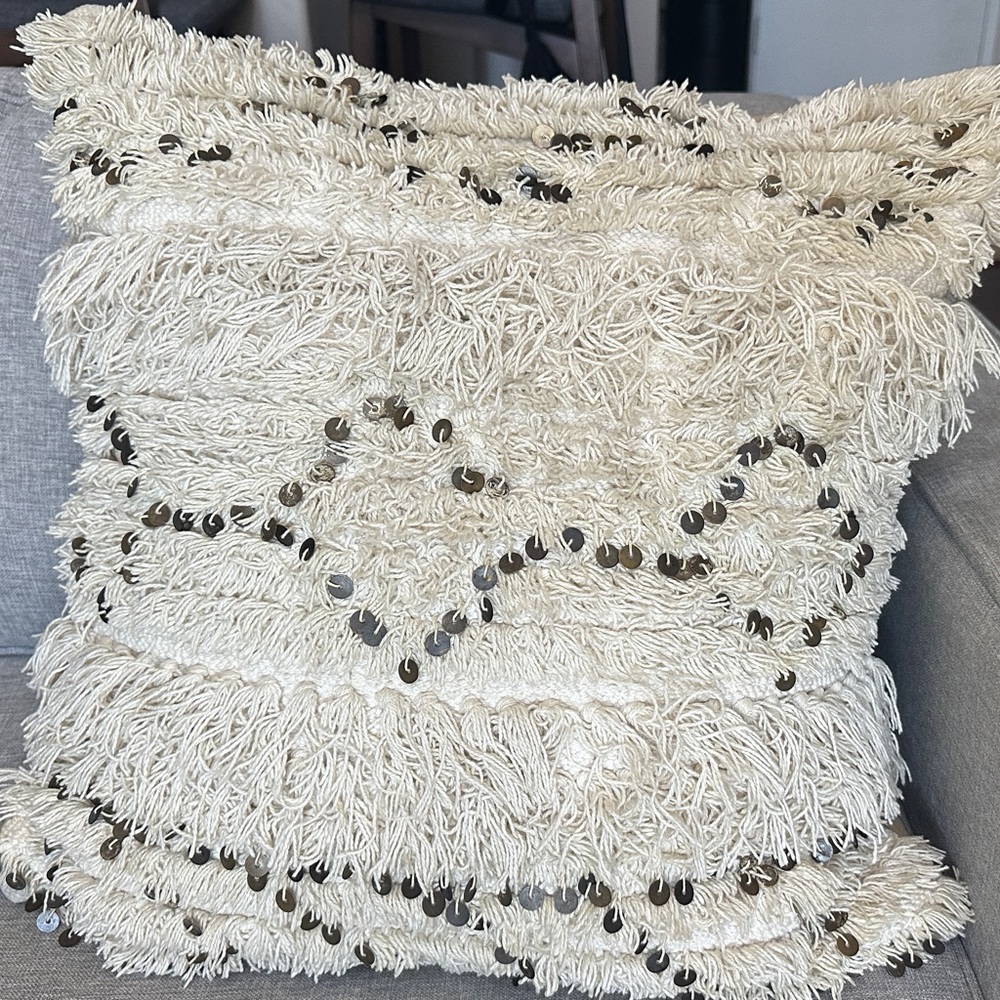 Pottery Barn Cream Moroccan Wedding Euro Pillow Cover